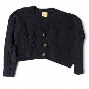 Pink Rose Navy Cable Knit Cardigan
